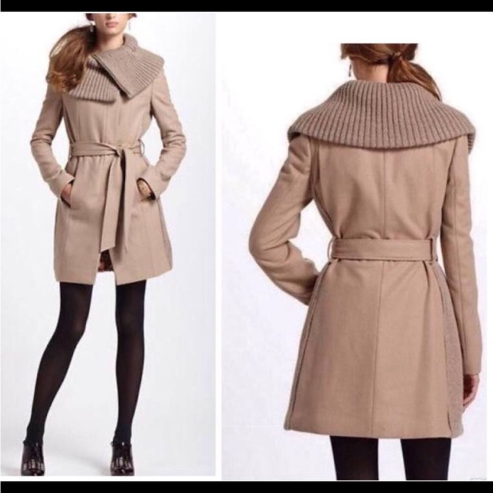 Anthropologie Elevenses Wool Judith Coat Belted Size 2